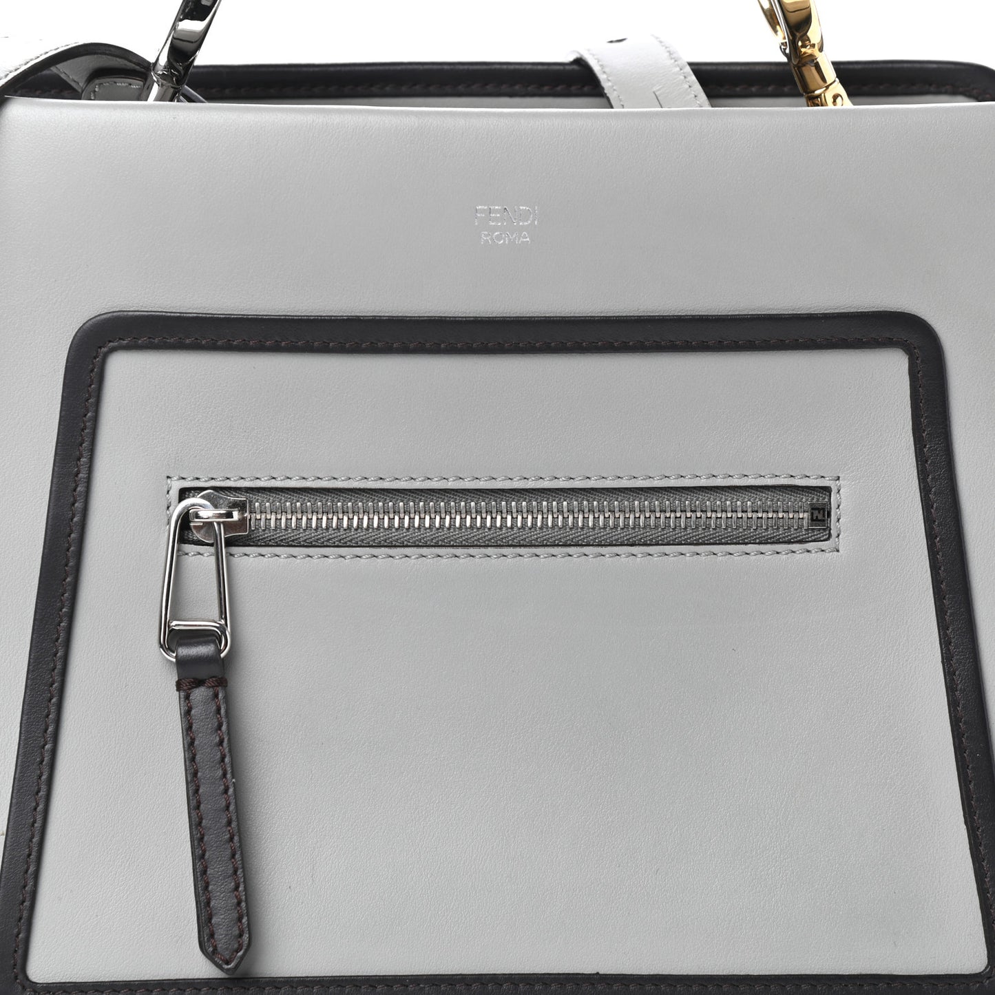 Vitello Century Opaco F is Fendi Bi-Color Small Runaway Satchel Ghiaccio Ebano