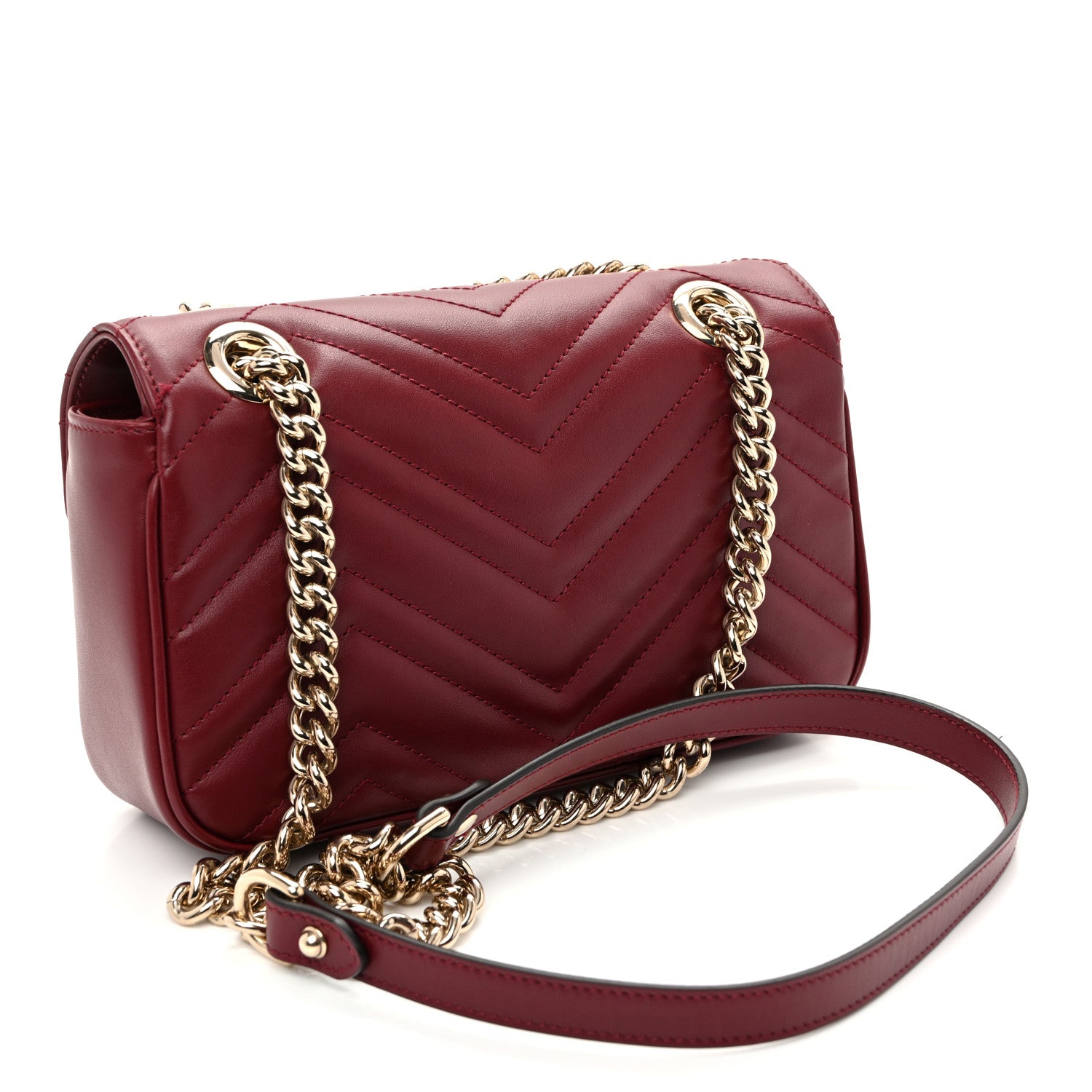 Gucci Calfskin Matelasse Mini GG Marmont Shoulder Bag Rosso Ancora 3 of 11