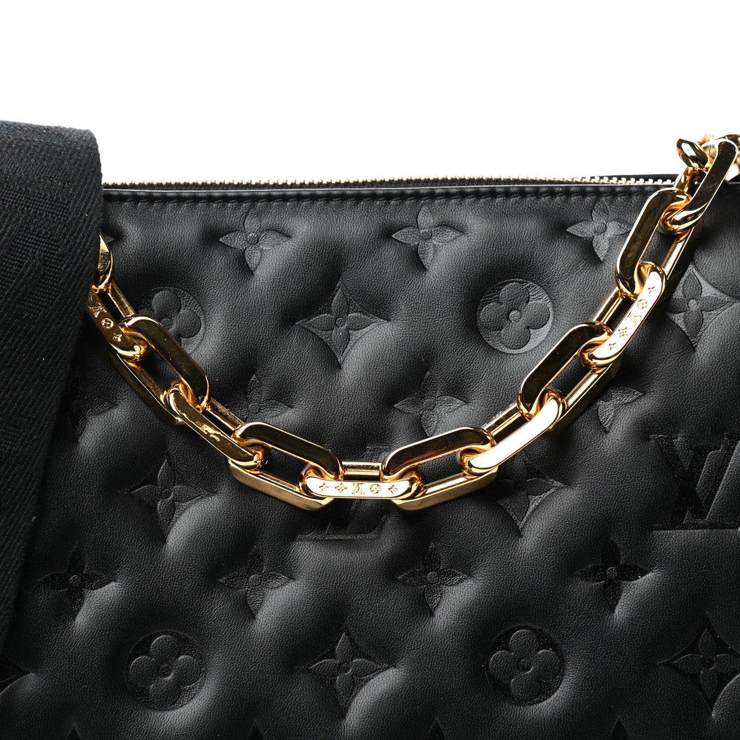 Louis Vuitton Lambskin Embossed Monogram Coussin PM Black 9 of 10