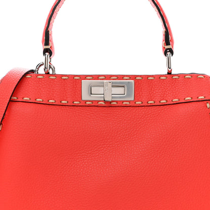Fendi Vitello Granato Camoscio Selleria Macro Stitchings Medium Peekaboo I SEE U Satchel Tullipano 8 of 10