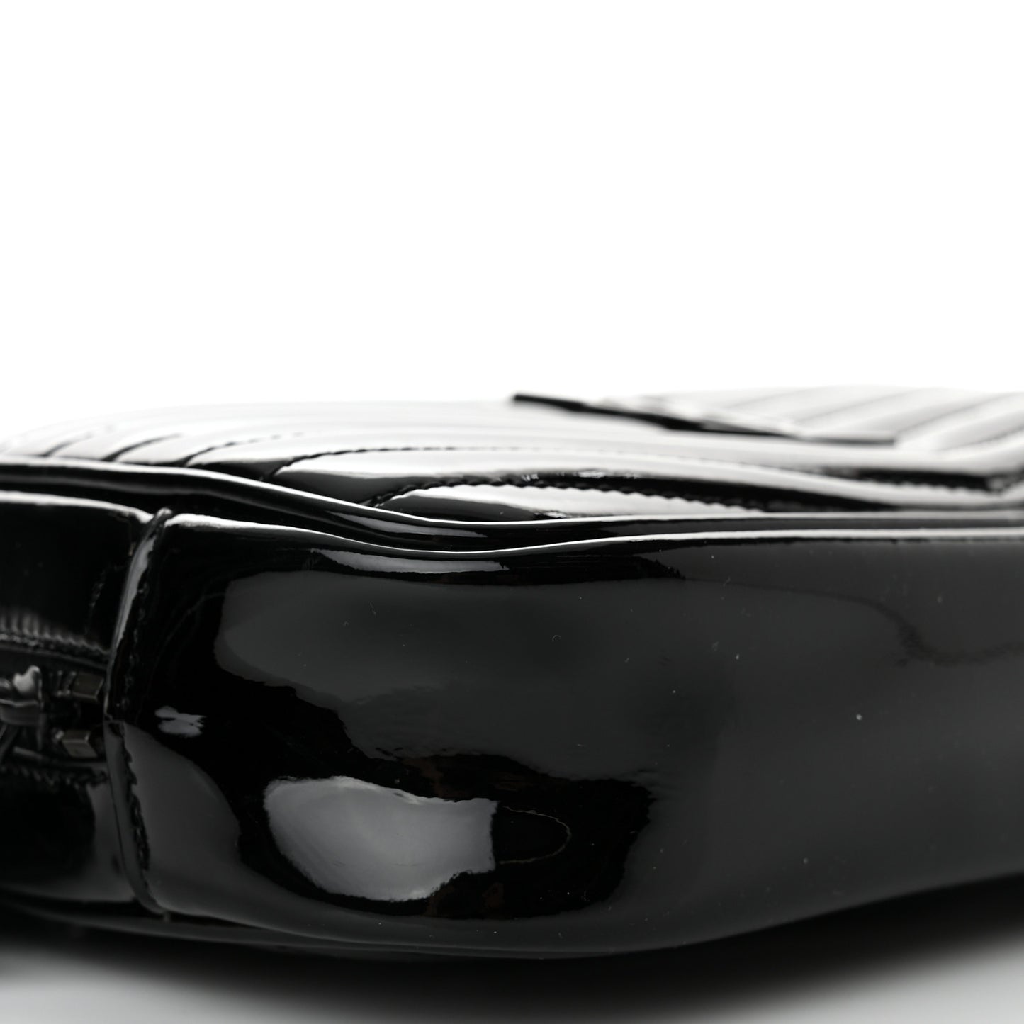 Patent Calfskin Matelasse Monogram Mini Lou Camera Bag Black