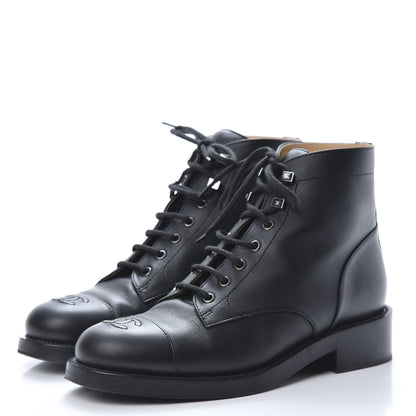 Chanel Calfskin Combat Boots 39.5 Black 3 of 11