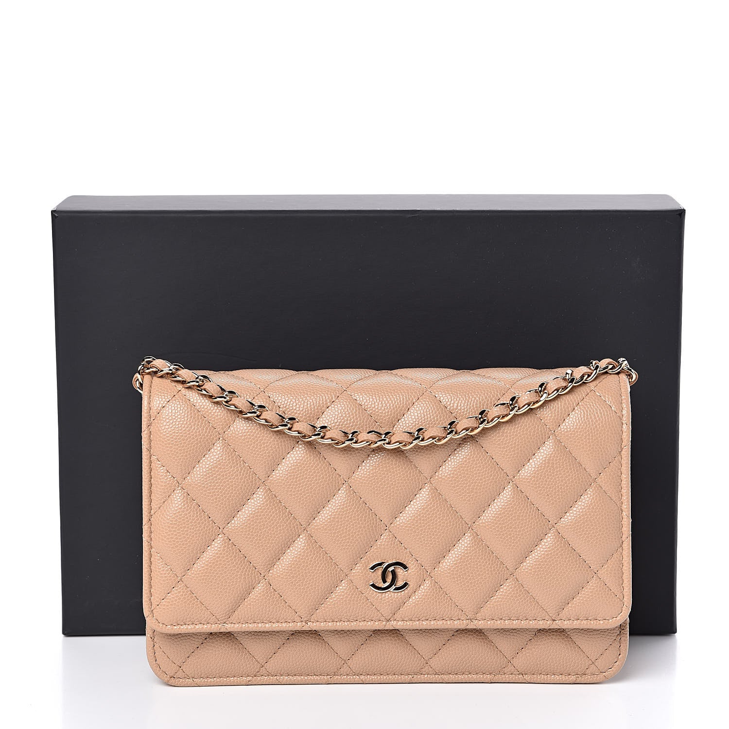 Chanel Caviar Quilted Wallet On Chain WOC Beige 12 of 12
