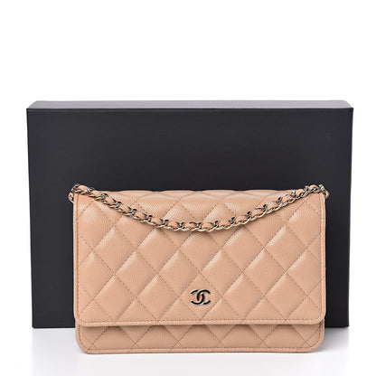 Chanel Caviar Quilted Wallet On Chain WOC Beige 12 of 12