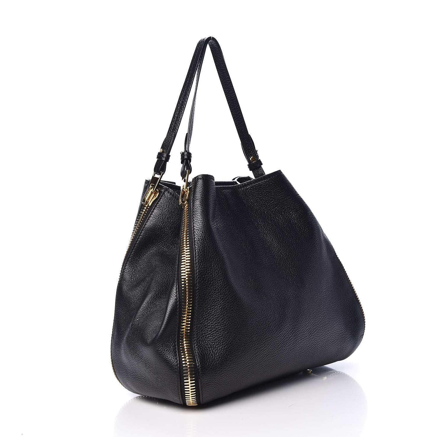 Tom Ford Grained Calfskin Sedgwick Medium Zipper Tote Black 3 of 15