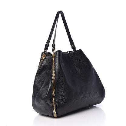 Tom Ford Grained Calfskin Sedgwick Medium Zipper Tote Black 3 of 15