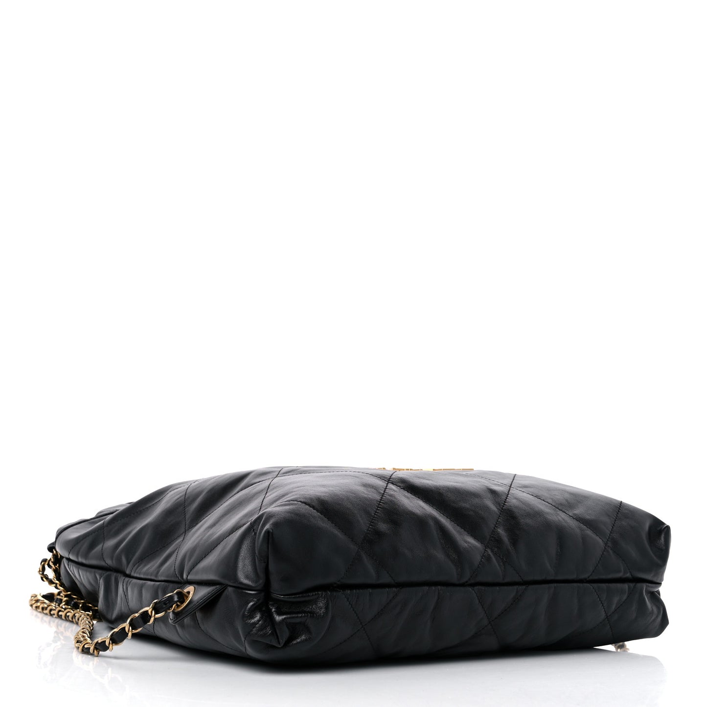 Shiny Calfskin Quilted Chanel 22 Backpack Black