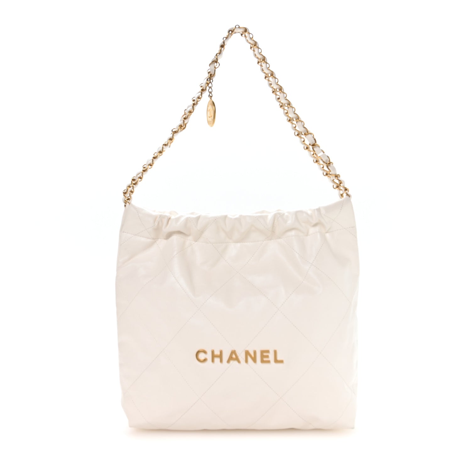 Shiny Calfskin Quilted Small Chanel 22 White