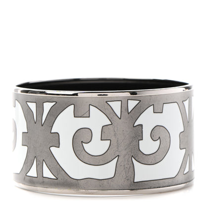 Hermes Enamel Printed Extra Wide Balcons du Guadalquivir Bracelet 70 Silver 1 of 7