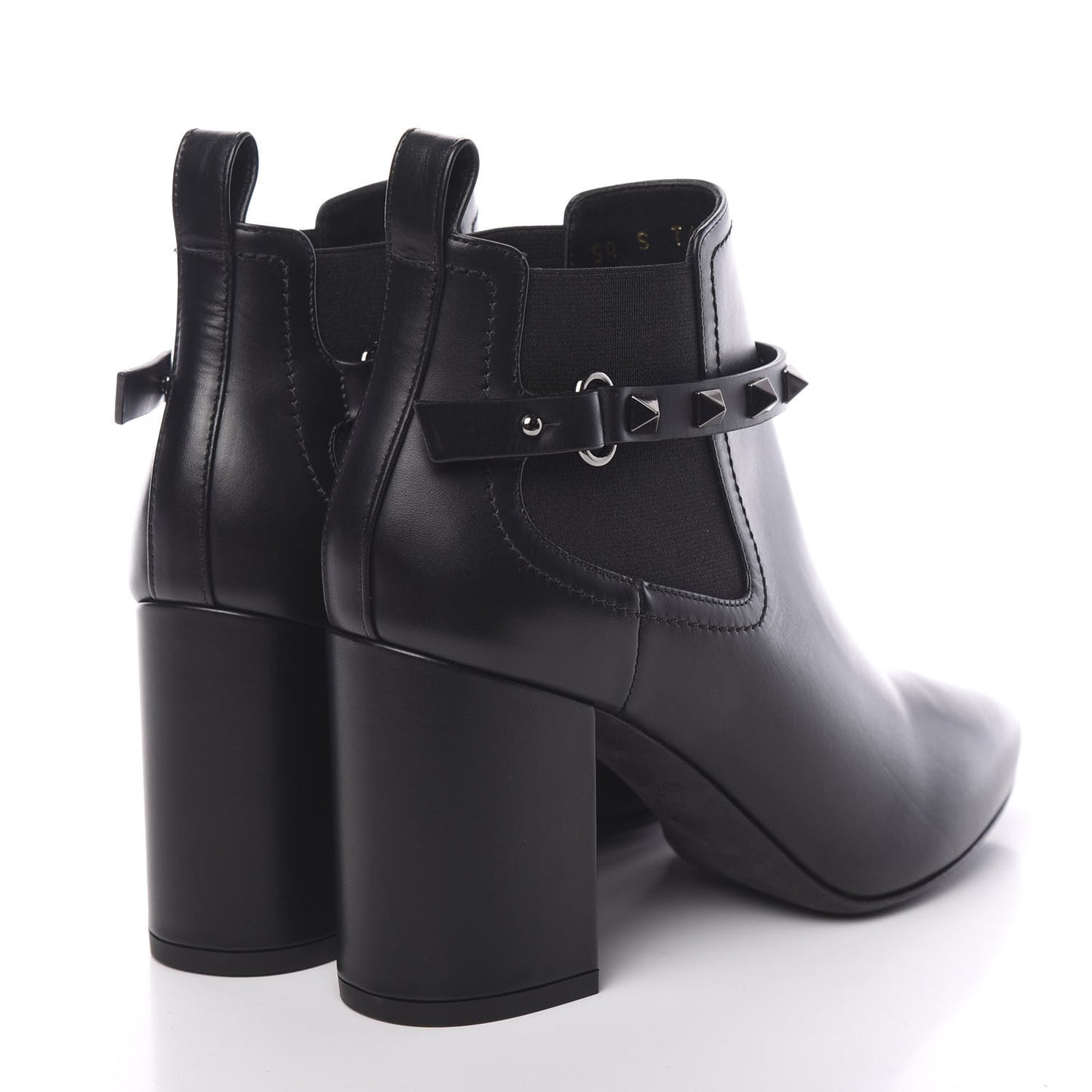Calfskin Rockstud Chelsea 85mm Ankle Boots 36 Black