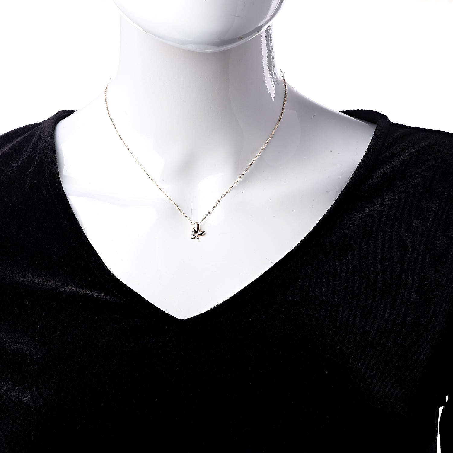 Tiffany 18K Rose Gold Diamond Paloma Picasso Olive Leaf Pendant Necklace 2 of 6