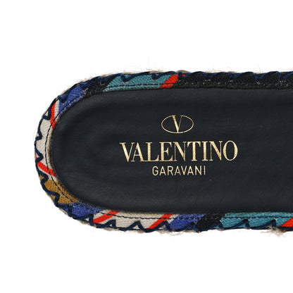 Valentino Garavani Canvas Embroidered Vlogo Espadrille Flat Slide Sandals 37 Multicolor 7 of 13