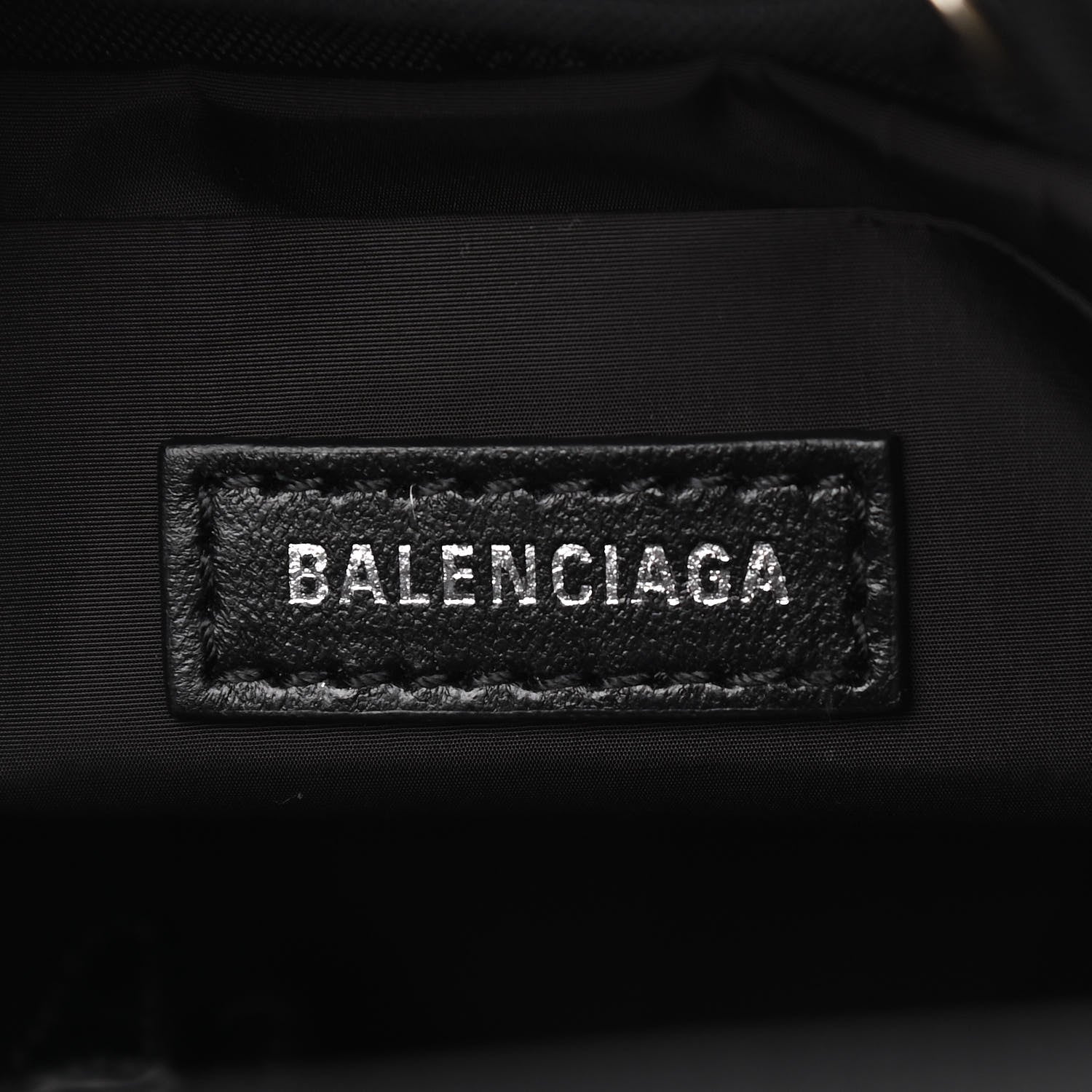 Balenciaga Recycled Sport Nylon Logo Embroidered Wheel Drawstring Bucket Bag Black White 6 of 10