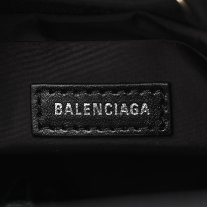 Balenciaga Recycled Sport Nylon Logo Embroidered Wheel Drawstring Bucket Bag Black White 6 of 10
