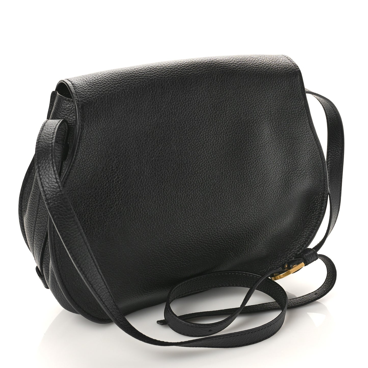 Calfskin Medium Marcie Round Crossbody Bag Black