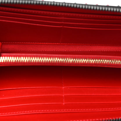 Christian Louboutin Patent Panettone Spiked Valentines Zip Around Wallet Black Fuchsia 5 of 7