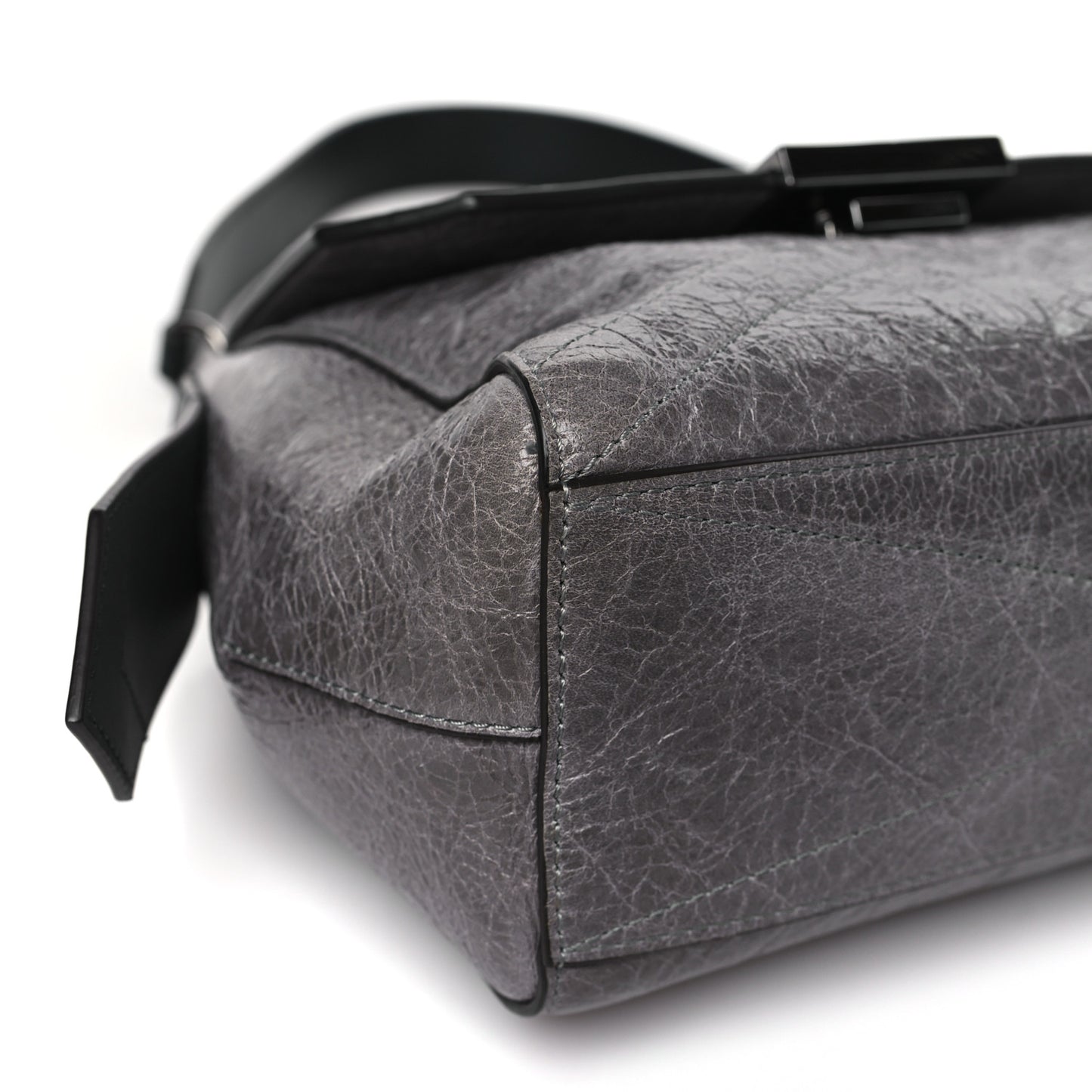 Creased Patent Calfskin Flap Pearl Grey