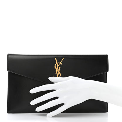 Saint Laurent Smooth Shiny Calfskin Monogram Uptown Pouch Black 3 of 10