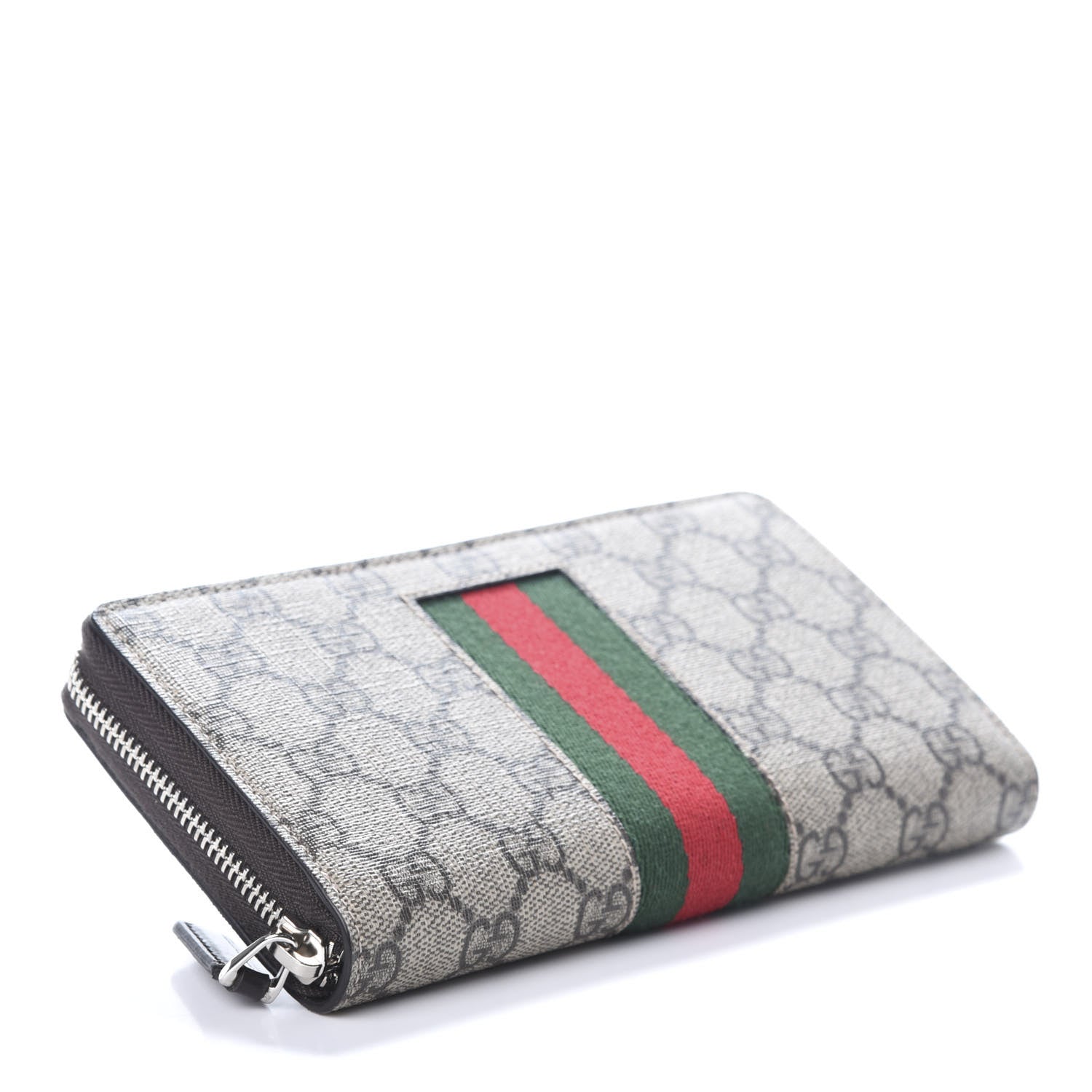 Gucci GG Supreme Monogram Web Zip Around Wallet Beige Cocoa 4 of 6