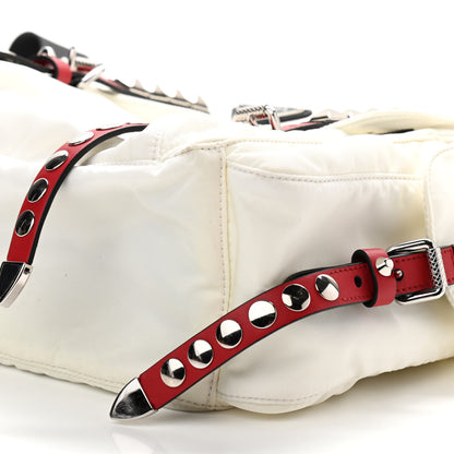 Prada Nylon New Vela Studded Messenger White Fuoco 9 of 12
