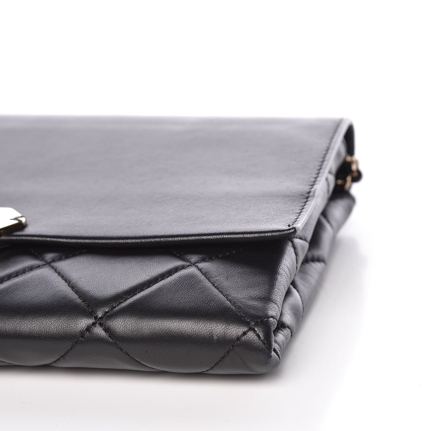 Chanel Lambskin Quilted Retro Label Clutch Black 15 of 15