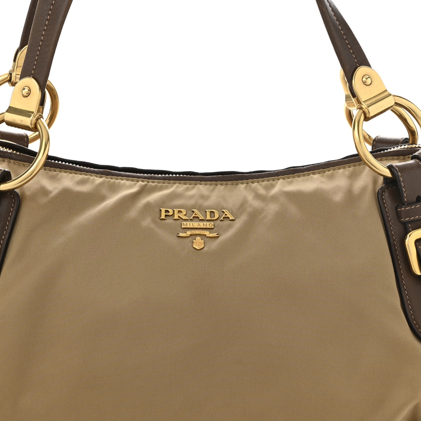 Tessuto Nylon Vitello Daino Satchel Tabacco