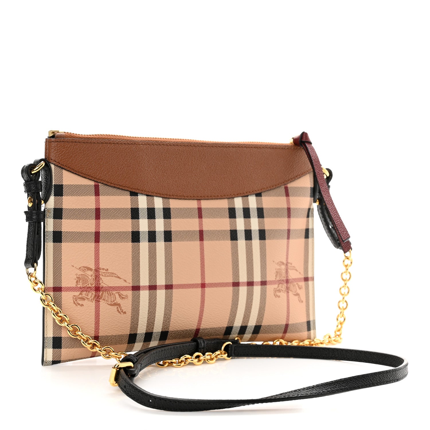 Burberry Haymarket Check Peyton Crossbody Clutch Bag Toffee 3 of 11