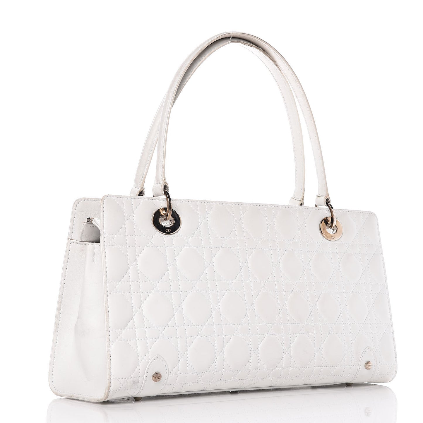Lambskin Cannage Soft Lady Dior East West White