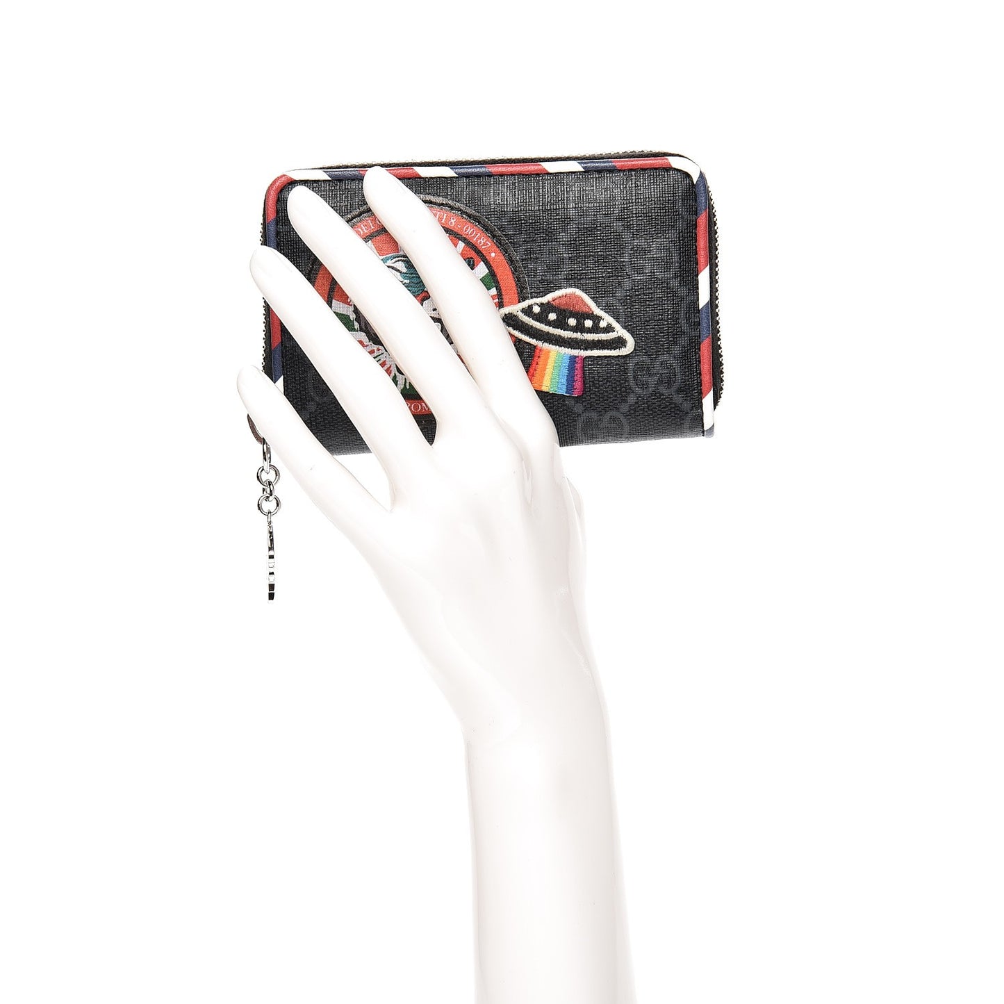 GG Supreme Monogram Night Courrier Embroidered Zip Around Card Case