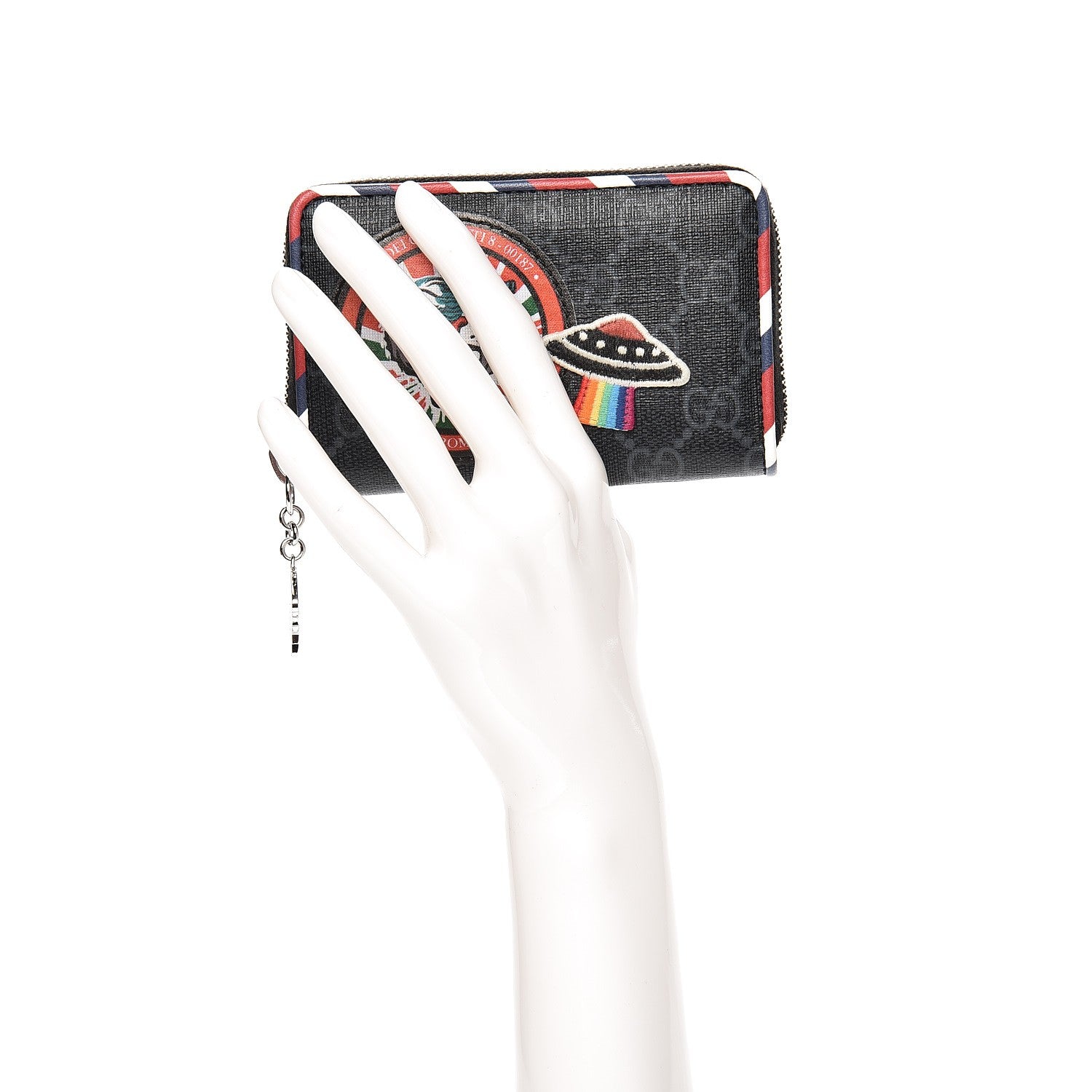 Gucci GG Supreme Monogram Night Courrier Embroidered Zip Around Card Case 2 of 6