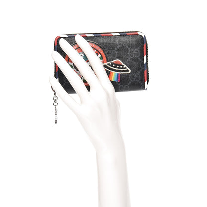 Gucci GG Supreme Monogram Night Courrier Embroidered Zip Around Card Case 2 of 6