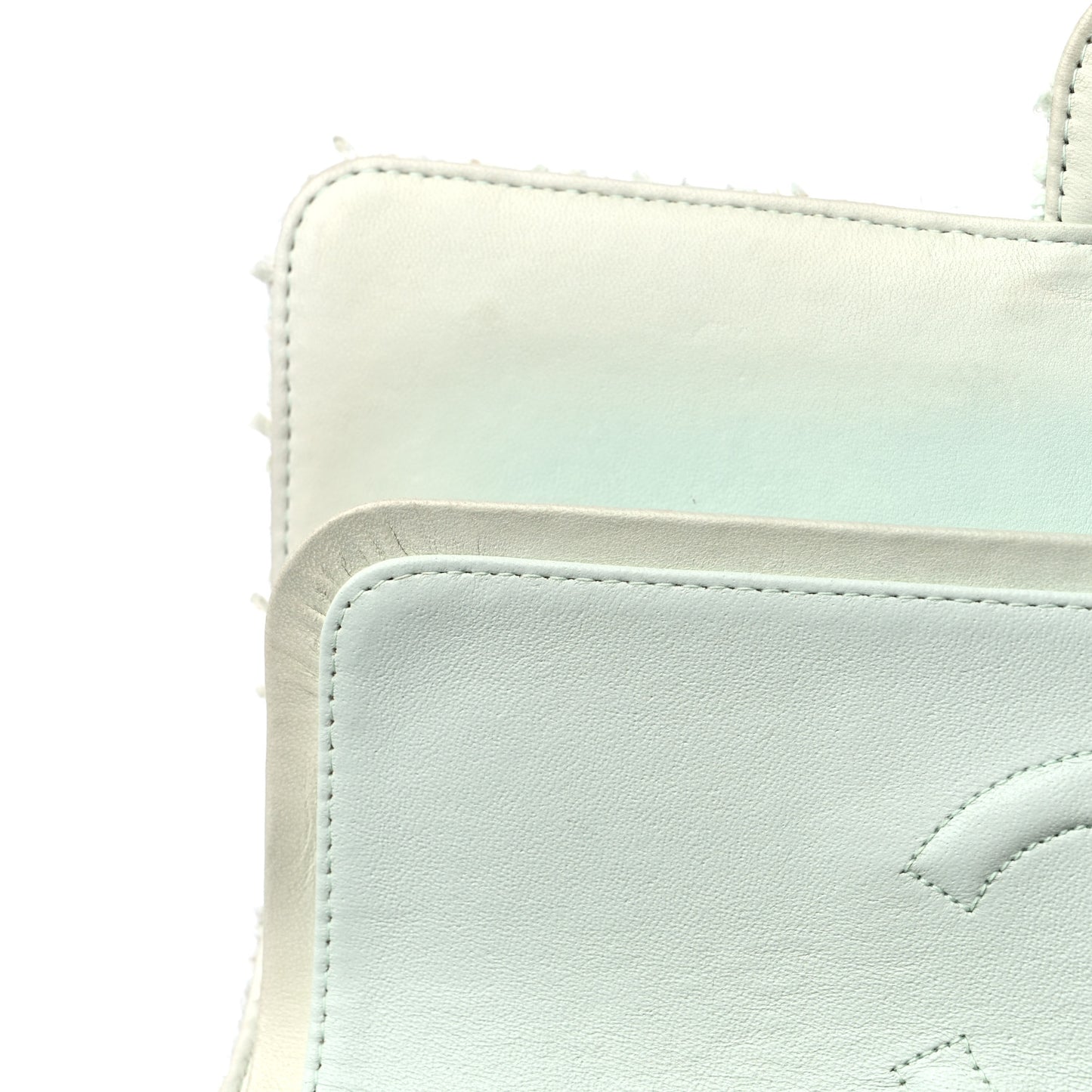 Tweed Quilted Medium Double Flap Light Turquoise