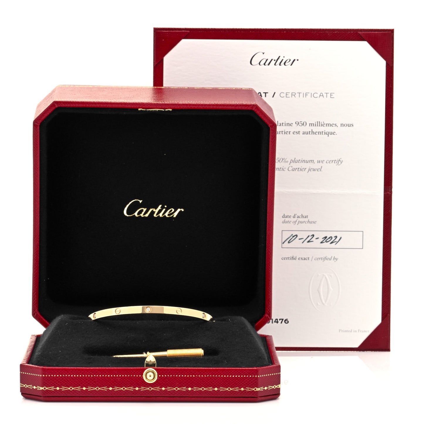 18K Yellow Gold 6 Diamond Small LOVE Bracelet 17