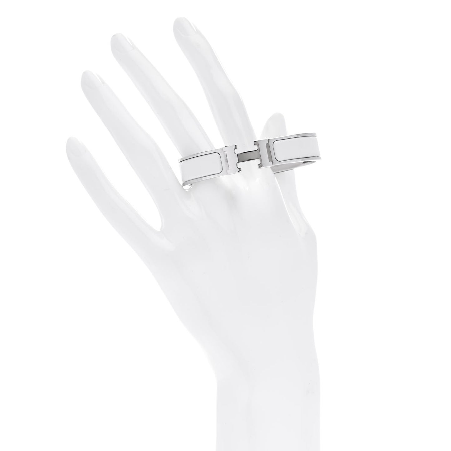 Enamel Narrow Clic Clac H Bracelet PM White