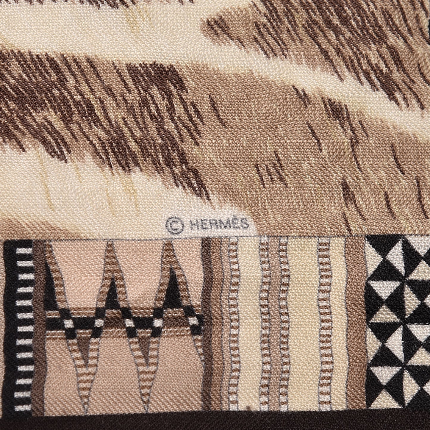 Cashmere Silk Pelages et Camouflage Fringed Scarf 90