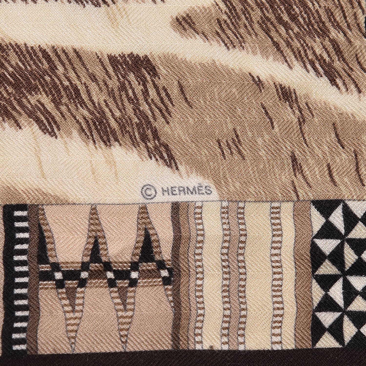 Hermes Cashmere Silk Pelages et Camouflage Fringed Scarf 90 3 of 4