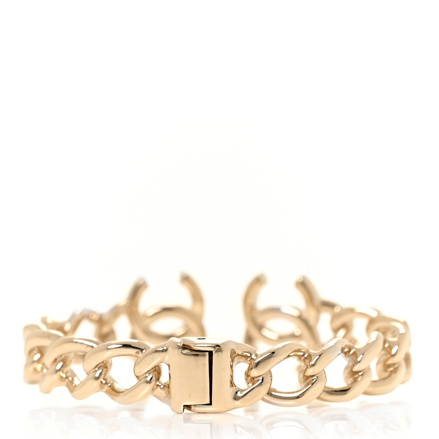 Metal CC Chain Link Cuff Bracelet Gold