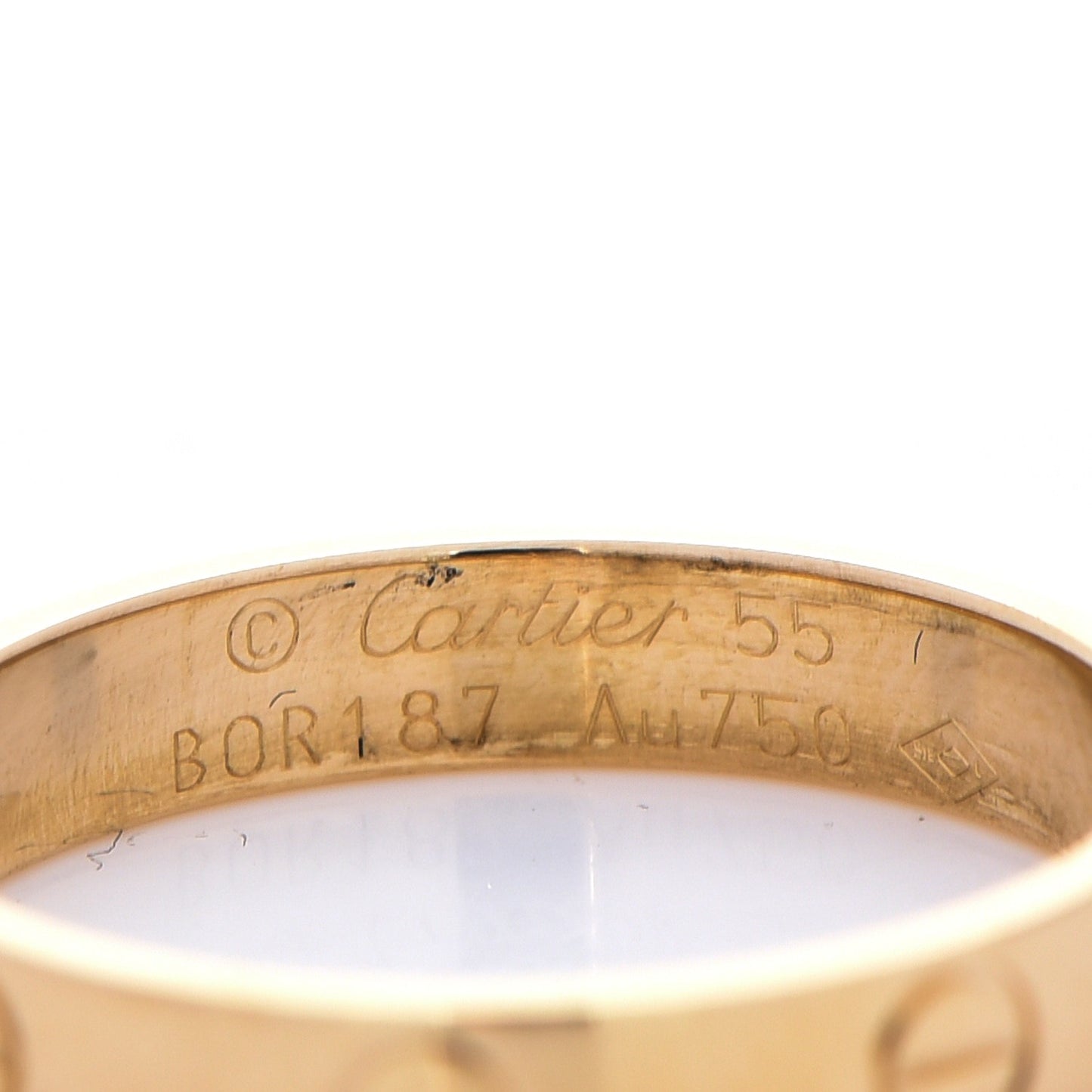 18K Yellow Gold 3.5mm LOVE Wedding Band Ring 55 7.25