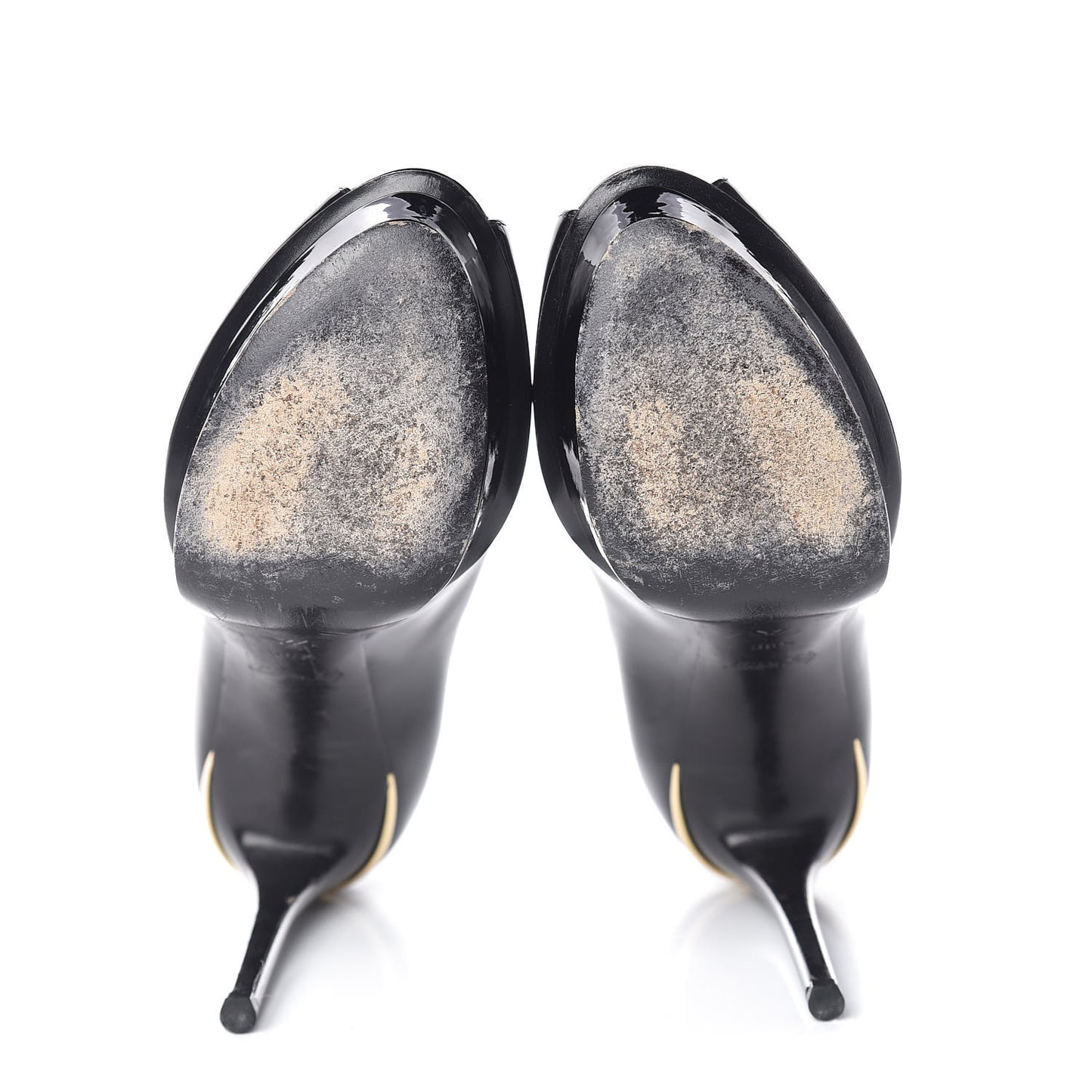 Patent Calfskin Eyeline Open Toe Pumps 36.5 Black