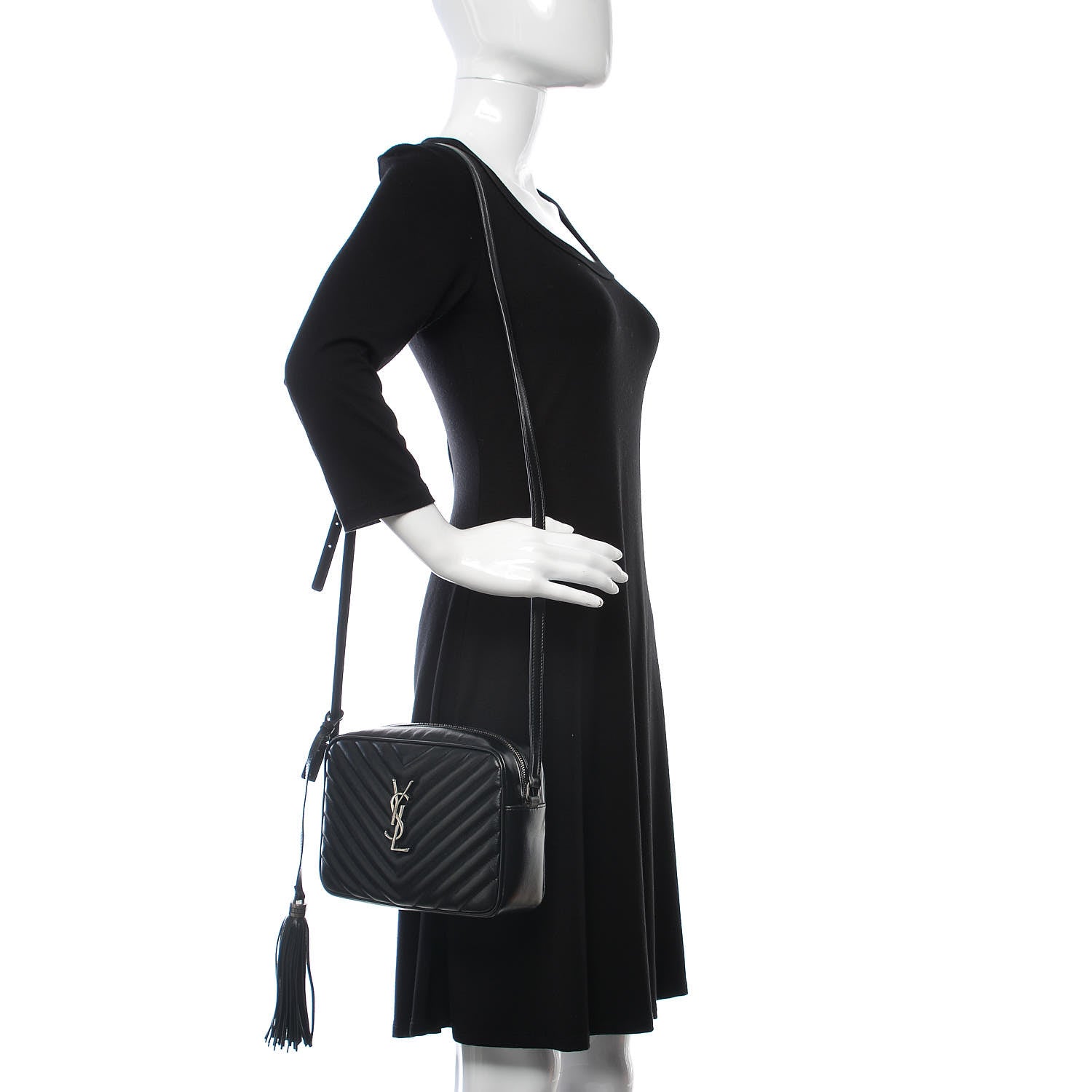 Saint Laurent Calfskin Matelasse Monogram Lou Camera Bag Black 2 of 9