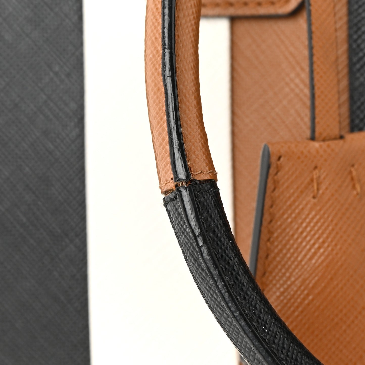 Saffiano Baiadera Striped Medium Galleria Double Zip Tote Caramel Black White