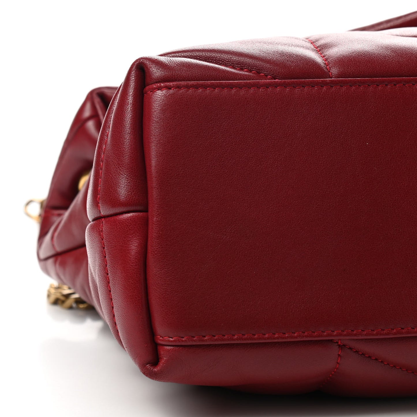 Lambskin Quilted Small Loulou Puffer Monogram Chain Satchel Red