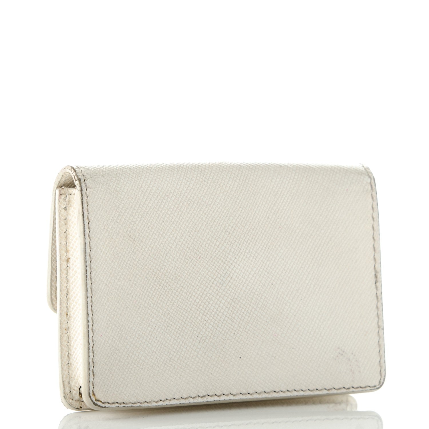Prada Saffiano Metal Flap Card Holder Talco 3 of 7