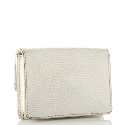 Prada Saffiano Metal Flap Card Holder Talco 3 of 7