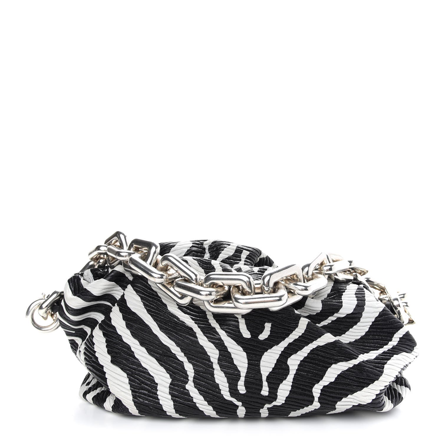 Bottega Veneta Nappa Zebra Print The Pouch Chain White Black 1 of 9