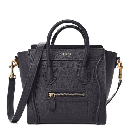 Celine Drummed Calfskin Nano Luggage Navy Blue 1 of 9
