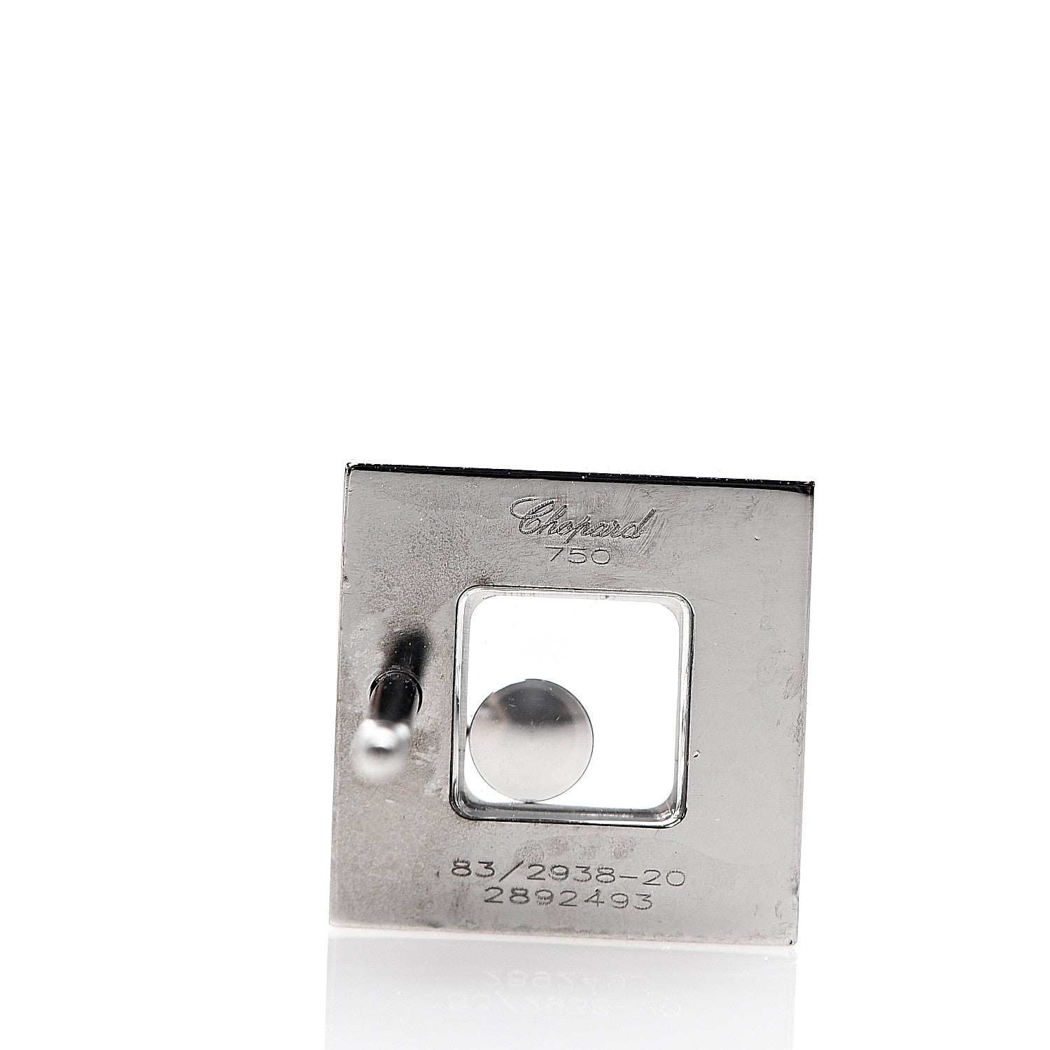 Chopard 18K White Gold Diamond Happy Diamonds Square Earrings 3 of 4