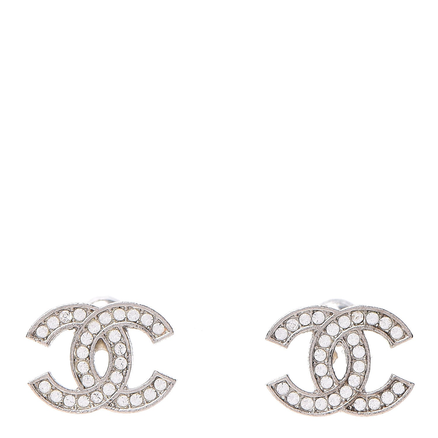 Chanel Crystal CC Earrings Silver 1 of 5