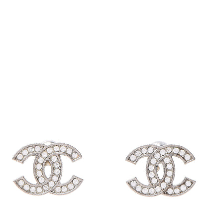 Chanel Crystal CC Earrings Silver 1 of 5