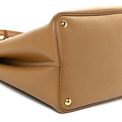 Prada Saffiano Cuir Medium Double Bag Caramel Fuoco 9 of 17